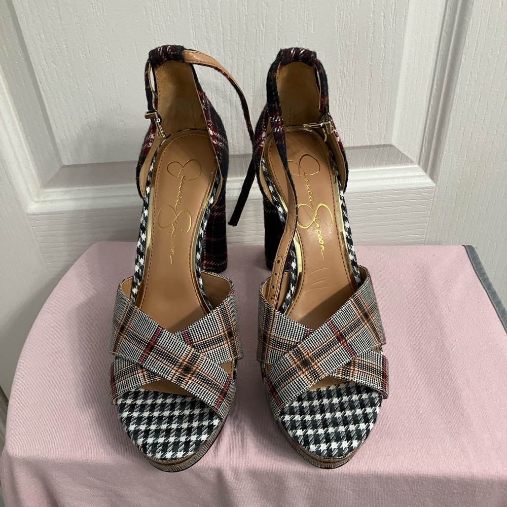 Jessica simpson plaid platform heels